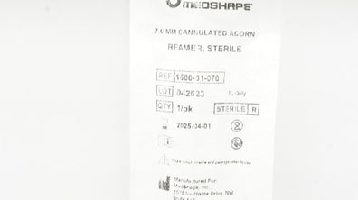 MedShape 1500-01-070 Reamer, Sterile,  Cannulated Acorn 7.0mm